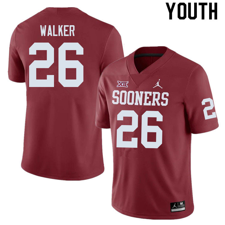 Youth #26 Kani Walker Oklahoma Sooners College Football Jerseys Sale-Crimson - Click Image to Close